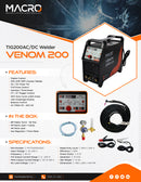 MACRO Venom - TIG Welder Single Phase - 200 AC/DC GD Digital